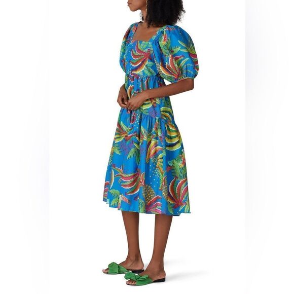 NWT FARM Rio Blue Banana Midi Dress Size S - Picture 9 of 16